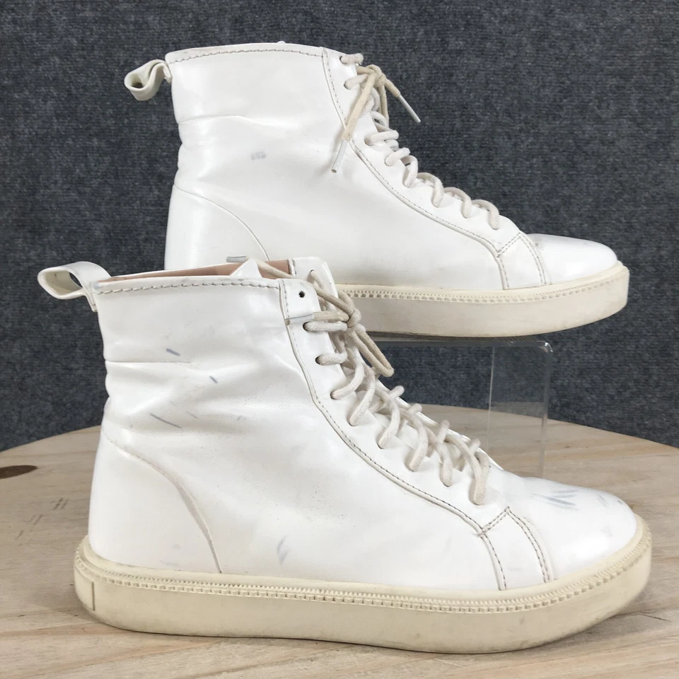 Zara Trafaluc Boots Womens 39 Ankle Chukka Lace Up 1679 White Leather Round Toe - Image 1 of 4