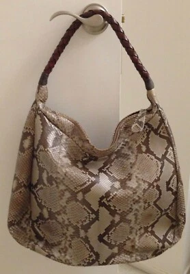 Auténtico Bolso de Hombro Hobo PITÓN Carlos Falchi Beige Natural REAL Excelente Estado Foto 1 de 4