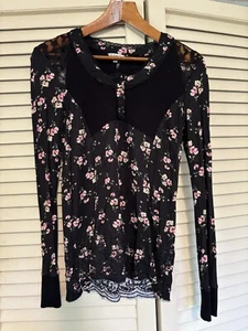 Buffalo by David Bitton Damen Western Style Shirt Top Small schwarz Blumen Spitze - Bild 1 von 6