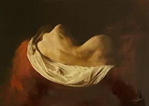 WILLIAM OXER ORIGINAL Cuna Caravaggio joven mujer desnuda linda pintura al óleo - Imagen 1 de 1