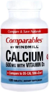 Windmill Calcium Comparables 500mg with Vitamin D3 120 ct Pack of 3 - Picture 1 of 7