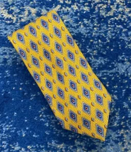 Jos. Corbata de seda A Bank amarillo cobre azul rojo diamantes geométricos hecha en Italia - Imagen 1 de 4