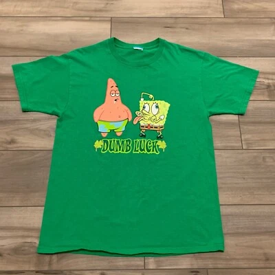RARE VTG NICKELODEON SpongeBob SquarePants Patrick Dumb Luck T Shirt 2000s Sz M? - Image 1 of 4