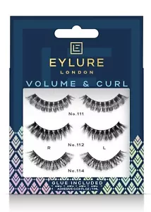 Eylure Volume & Curl Reusable Artificial Lashes - Faux Eyelashes - Pack of 3 - Picture 1 of 5
