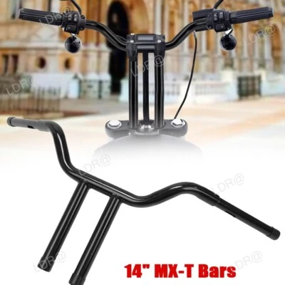Manillar de barra de elevación MX-T de 14"" negro apto para Harley Dyna Sportster Softail 1996-UP Foto 1 de 4