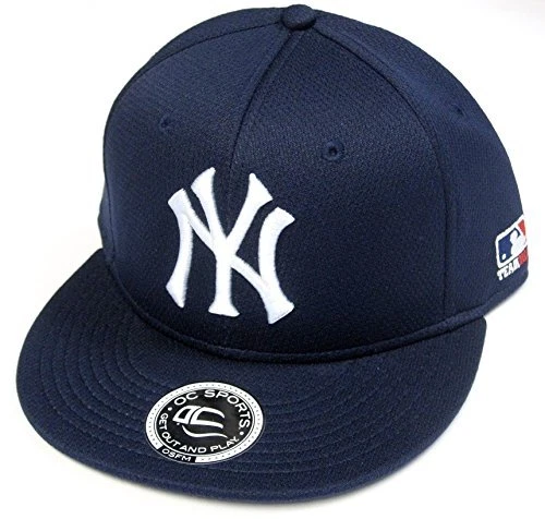 New York Yankees MLB OC Sports Q3 Navy Blue Flat Hat Cap Adult Men's Adjustable - Image 1 of 1
