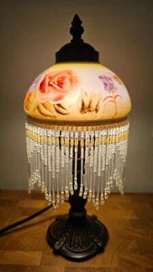 Victorian / Nouveau Style Boudoir Lamp - Rose Butterfly Hand Painted Shade! - Picture 1 of 9
