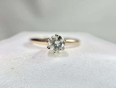 Vintage 10k Rose Gold Natural Round Diamond Solitaire Small Engagement Ring - Image 1 of 4