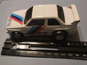 Vintage 1988 Mattel Die Cast BMW M3 White Car With Red And Blue Stripes - Picture 1 of 2
