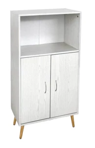 MOBILE ARMADIO 2 ANTE MODERNO SALOTTO CUCINA BAGNO BIANCO PIEDI LEGNO h115*60*30 - Foto 1 di 4