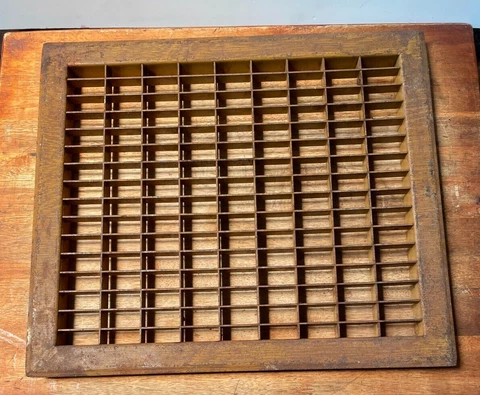 Vintage Cast Iron Victorian Heat Grate Vent Wall or Floor Register Vtg. 16"x 14" Cover