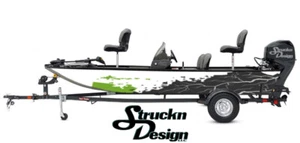 Kit de calcomanías gráficas de vinilo negro verde blanco envoltura de barco pesca de peces grieta abstracta - Imagen 1 de 1