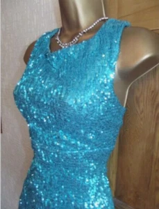 Gorgeous ❤️Jane Norman Turquoise Sequin Mini Wiggle Party dress size 8 10 - Picture 1 of 10