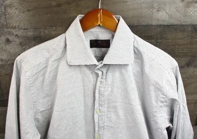 Etro рубашка мужская большой 42 серый геометрический текстурированный хлопок платье на пуговицах Италии - Изображение 1 из 4