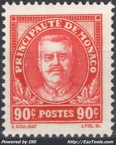 MONACO PRINCE 90c ROUGE N° 117 NEUF * AVEC CHARNIERE - Picture 1 of 2