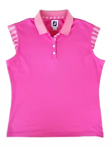 FootJoy FJ Women's New Hot Pink Sleeveless Golf Polo Shirt Top - Large UK 14 - Picture 1 of 8