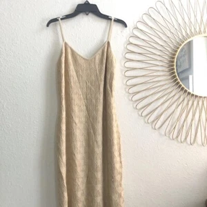 St John Evening Marie grau gold Stretch Fächer Strick Kristalle Maxikleid Cami USA 6 - Bild 1 von 5