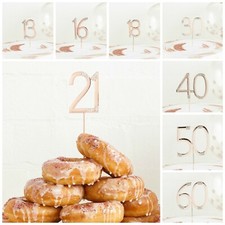 Rose Gold Diamante Cake Pick Toppers - Birthday Anniversary Weddings