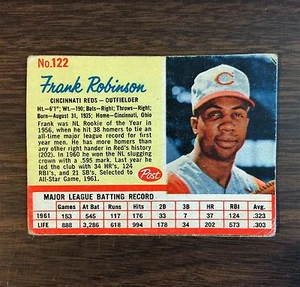 1962 Post Cereal Frank Robinson #122 HOF Blank Back (VG/EX) Reds Baseball card - Picture 1 of 1