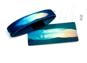 ZOX **HOLD ON, IT GETS BETTER** Silver Single Large NIP Wristband w/Card - Picture 1 of 3