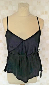 BNWT Women's Rocha John Rocha Crinkle Pleated Sequin Vest Top Size 10 Black NW8 - Picture 1 of 9