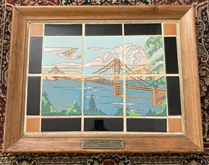 Taylor Tile Co Rare Tile w/ Plaque Framed San Francisco Golden Gate Bridge 1936 - Picture 1 of 24