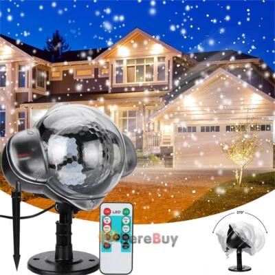 Projetor de floco de neve de Natal ao ar livre LED queda de neve luz laser paisagem de férias - Imagem 1 de 4