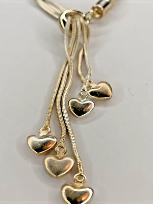 "Collar Lariat de 27"" de cadena de serpiente de 5 hilos múltiples de ley 925 pequeño corazón hinchado 32G" Foto 1 de 4