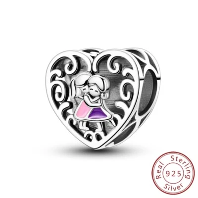 MULA 925 Sterling Silber DIY Charm Emaille für immer Schwestern für Armband - Bild 1 von 4