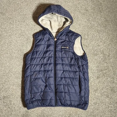 ELLESSE Mens Reversable Gilet Full Zip Body Warmer Size Large Blue Grey  - Image 1 of 4