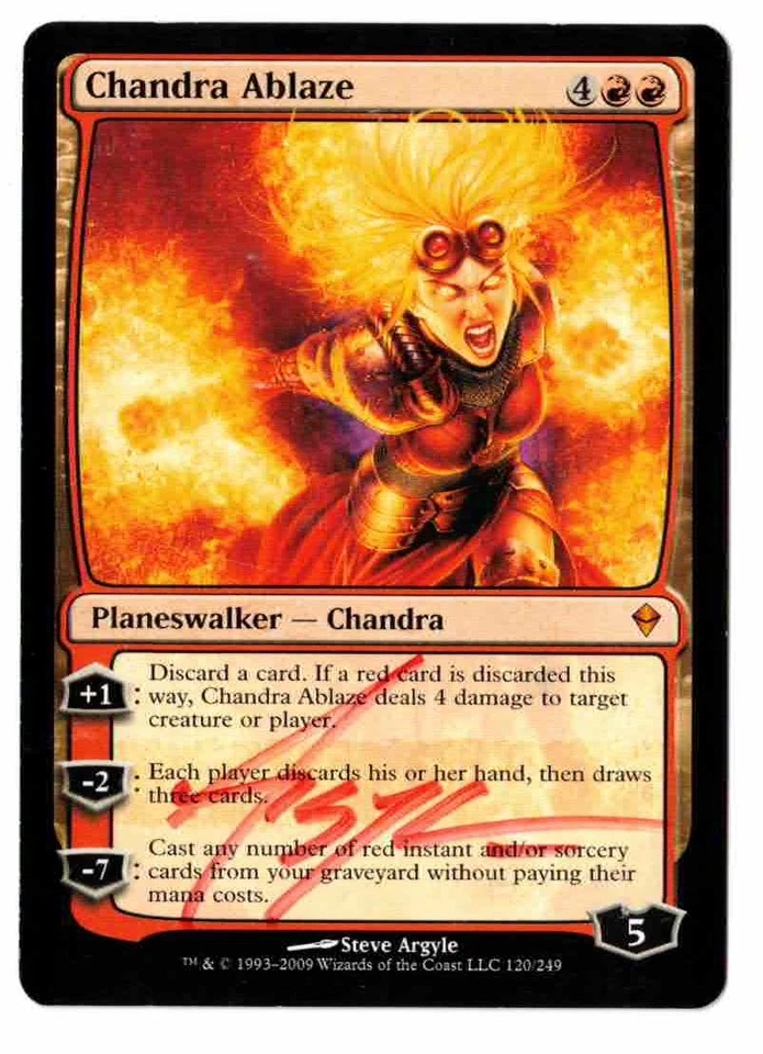 Chandra Ablaze Zendikar signed by artist Steve Argyle! - Image 1 of 2