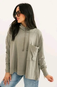 Felpa con cappuccio Fp Movement By Free People Hot Shot nuova con etichetta taglia XS $60 Sage Stone oversize - Foto 1 di 10