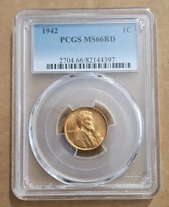 1942 P Lincoln Wheat Penny PCGS MS66RD - Bild 1 von 4