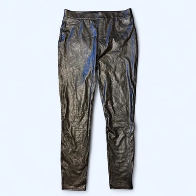 SPANX Faux Leather Ankle Pants XL Black High Waist Leggings Jeggings Pockets  - Image 1 of 4