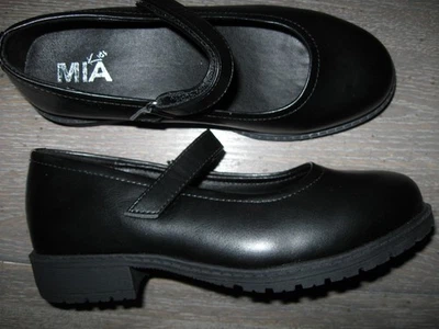 Mia NIÑOS Mary Jane Niñas Zapatos Gancho y Lazo Correa Niños Grandes 4Med Negro NUEVO Foto 1 de 4