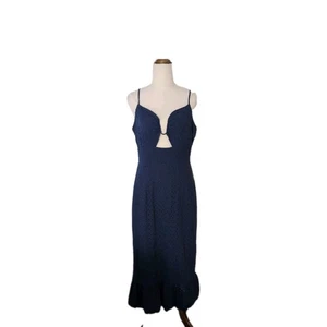 Fashion Union Blue Cut Out Midi Dress Size US 6 UK 10 Sleeveless Summer - Picture 1 of 6