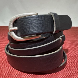 Cintura con borchie Garnet Hill ITALIA taglia XS in pelle nera con filo intrecciato argento invecchiato - Foto 1 di 9