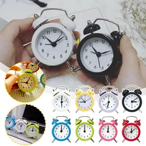 Mini Metal Twin Bell Alarm Clock Loud Clocks Vintage Bedside Analogue R6S8 - Picture 1 of 16
