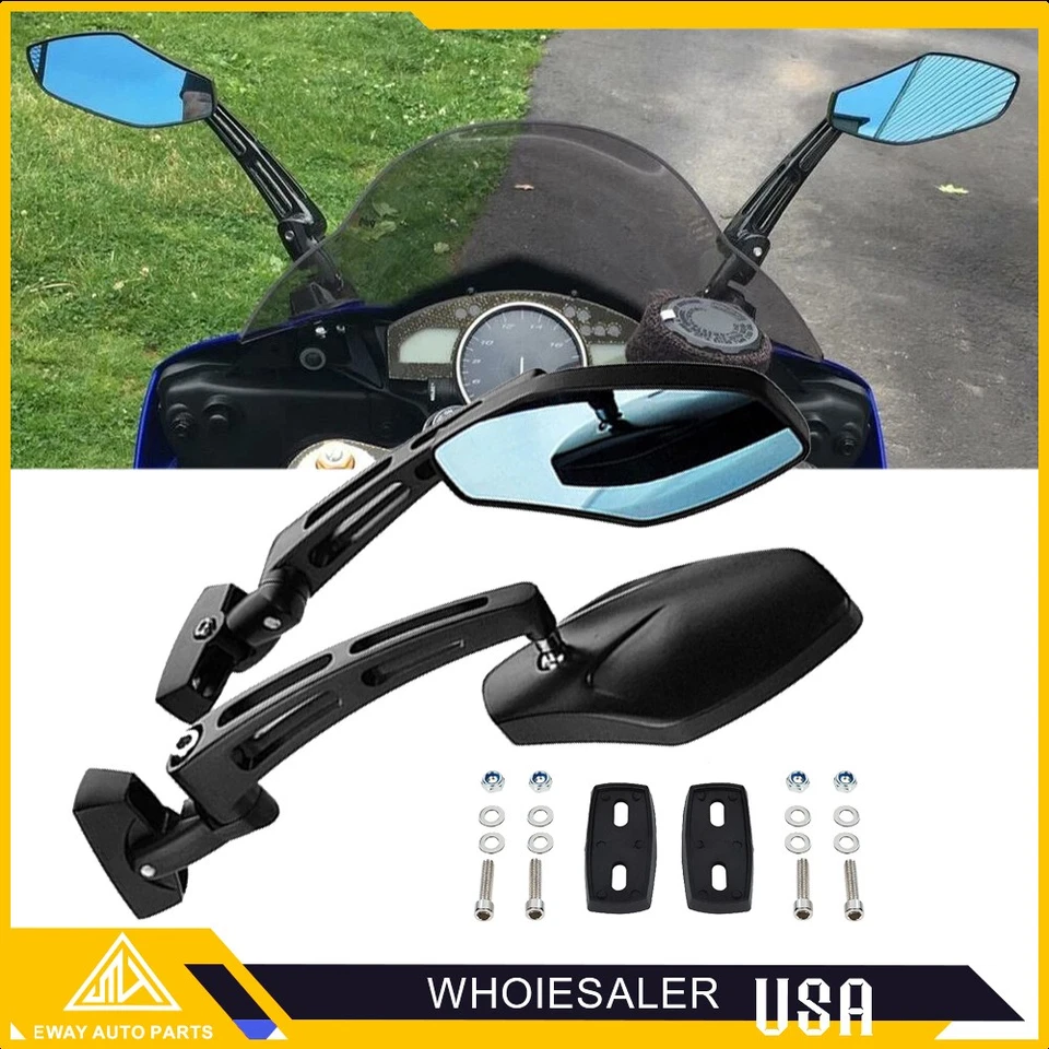 Espejos retrovisores laterales para carreras de motocicletas Kawasaki Ninja ZX14 ZX6 ZX6R 500 250 Foto 1 de 4