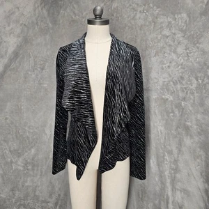 Chaqueta Notations Mujer Talla S Negra Plata Brillo Terciopelo Brillante Frente Abierto - Imagen 1 de 12
