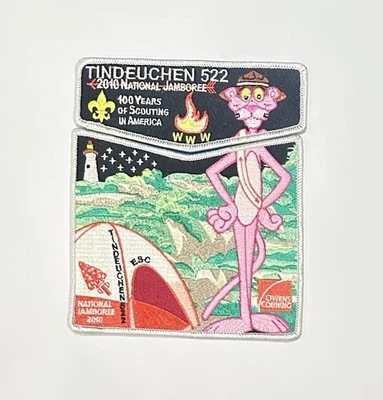 OA SCOUT 2-PIECE PATCH SET TINDEUCHEN LODGE 2010 NATIONAL JAMBOREE PINK PANTHER - Image 1 of 2