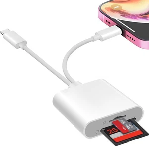 SD Kartenleser für iPhone iPad, USB C & Lightning Dual Interface Speicher weiß  - Bild 1 von 7