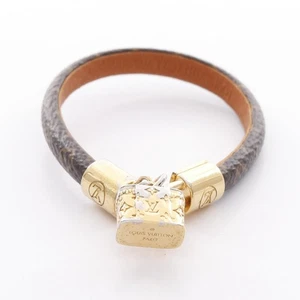 LOUIS VUITTON LV Petite Malle Bracelet M8012 Gold Plated Brown Used monogram - Picture 1 of 8