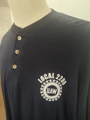 Camisa Henley Para Hombre NOS Local 2209 UAW 3XL United Auto Workers Indiana Union EE. UU. Foto 1 de 4
