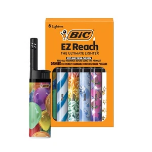 BIC EZ Reach Lighter, Celebrations Series, 6 Pack (Assortment of Colors May - Picture 1 of 8