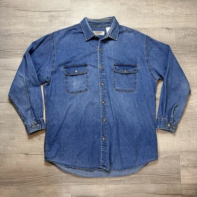 Vintage Big Mac Shirt Mens XL Tall Blue Denim Button Up Workwear Utility Y2K - Image 1 of 4