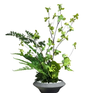 Künstlicher Bonsai Enkianthus Gesteck flache Schale in Japan hergestellt japanisches Dekor - Bild 1 von 13