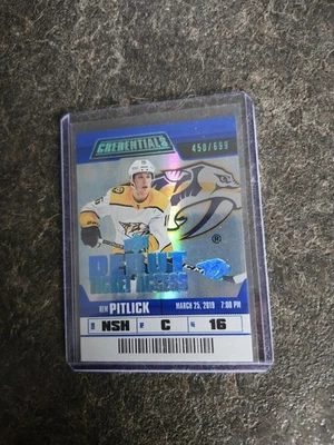 2019-20 Upper Deck Credentials Debut Ticket Access Blue 450/699 Rem Pitlick - Image 1 of 2