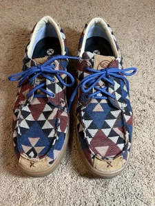 Twisted X Hooey Lopers Herren Größe 9,5 Oxford Grafik Aztekenmuster Canvas - Bild 1 von 8