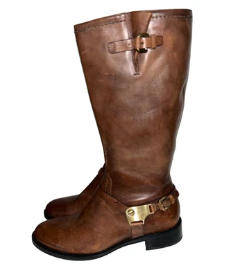 Botas de montar de cuero Hobart ECCO para mujer talla 40/9 arnés de metal dorado hasta la rodilla Foto 1 de 4